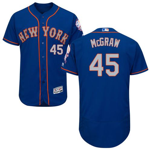 Mets #45 Tug McGraw Royal/Gray Flexbase Authentic Collection Stitched MLB Jersey - Click Image to Close